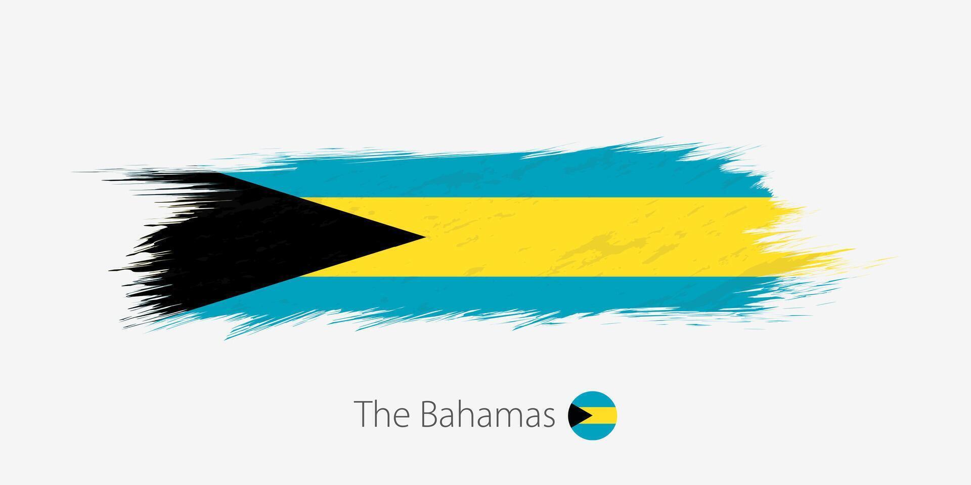 bandera de el bahamas, grunge resumen cepillo carrera en gris antecedentes. vector