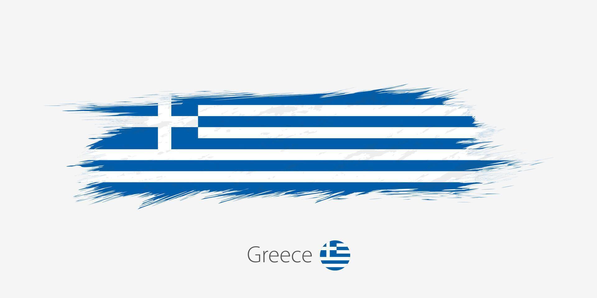 Flag of Greece, grunge abstract brush stroke on gray background. vector
