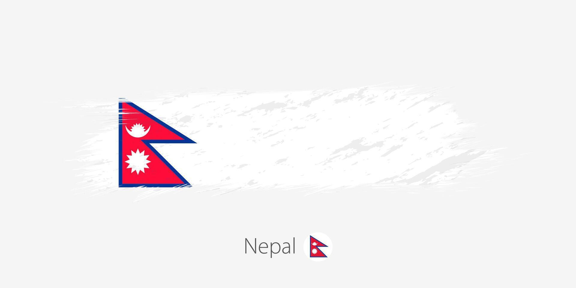 Flag of Nepal, grunge abstract brush stroke on gray background. vector