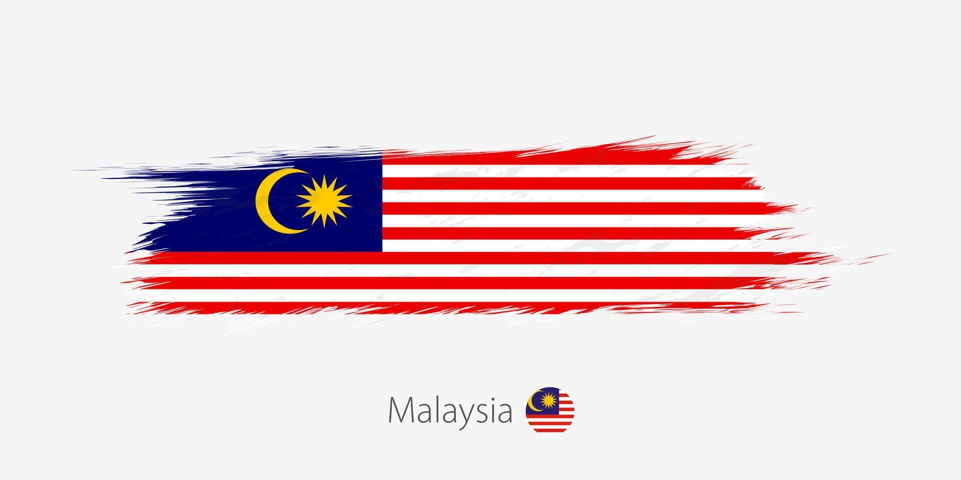 Flag of Malaysia, grunge abstract brush stroke on gray background. vector