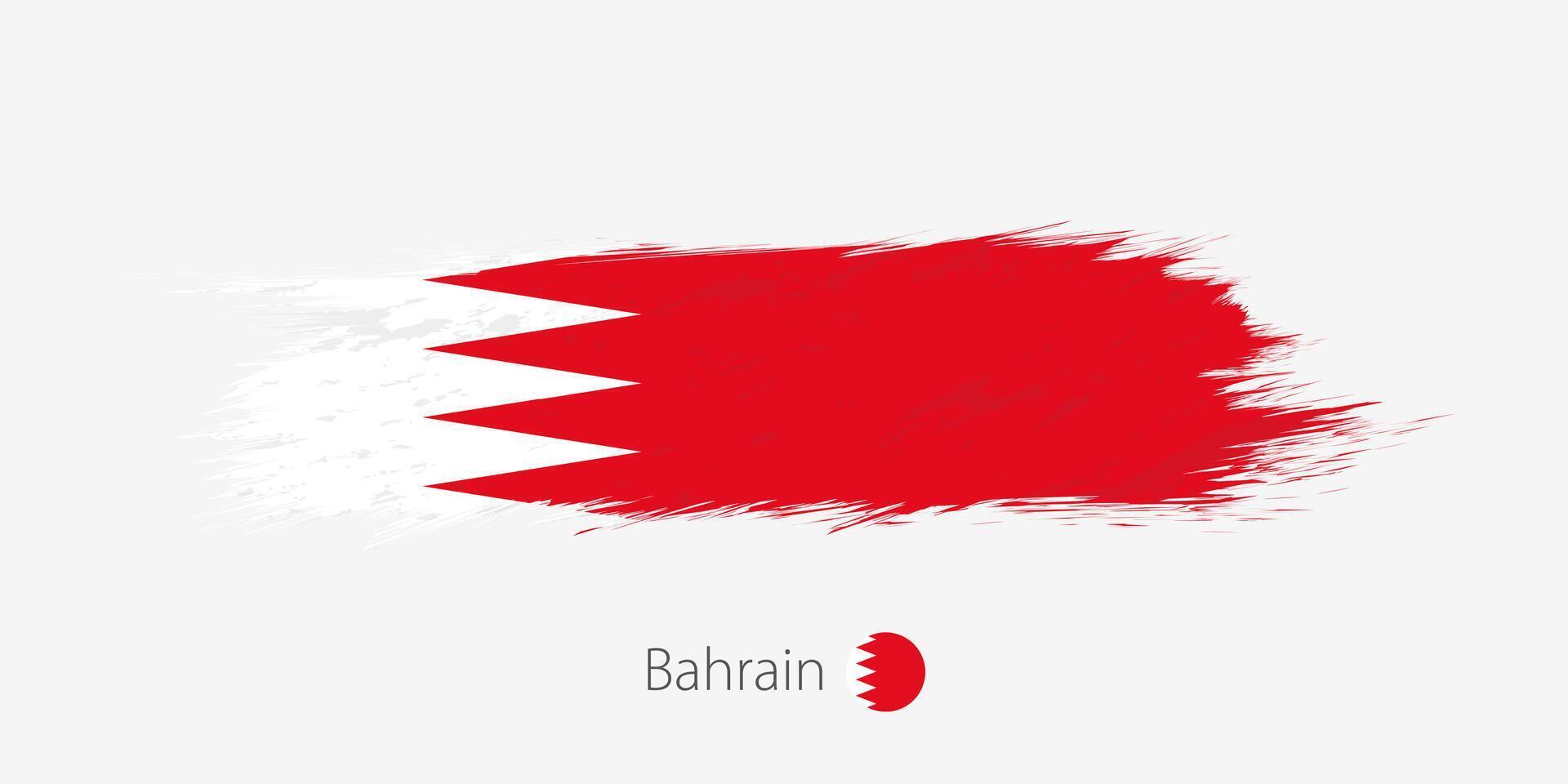 Flag of Bahrain, grunge abstract brush stroke on gray background. vector