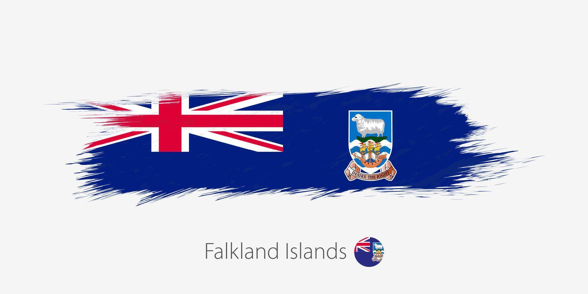 Flag of Falkland Islands, grunge abstract brush stroke on gray background. vector