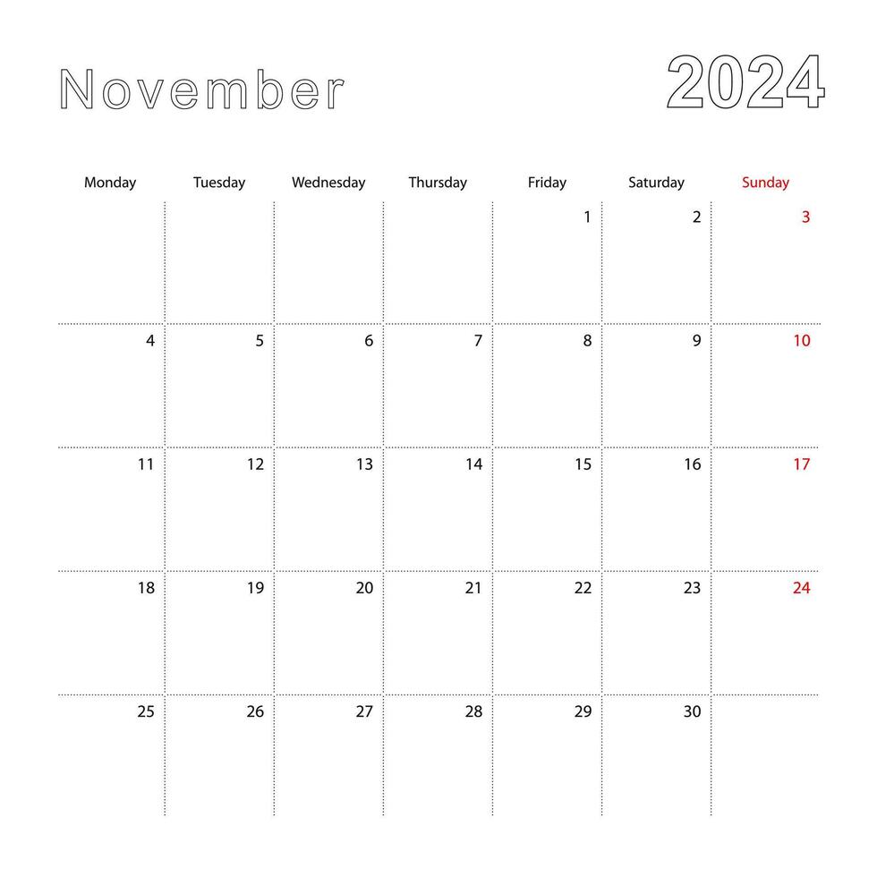 Simple Wall Calendar For November 2024 With Dotted Lines The Calendar simple-wall-calendar-for-november-2024-with-dotted-lines-the-calendar
