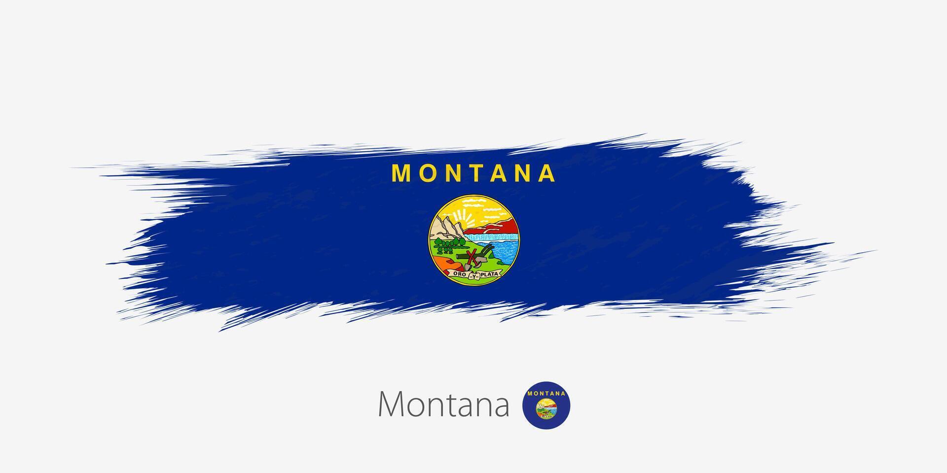 Flag of Montana US State, grunge abstract brush stroke on gray background. vector