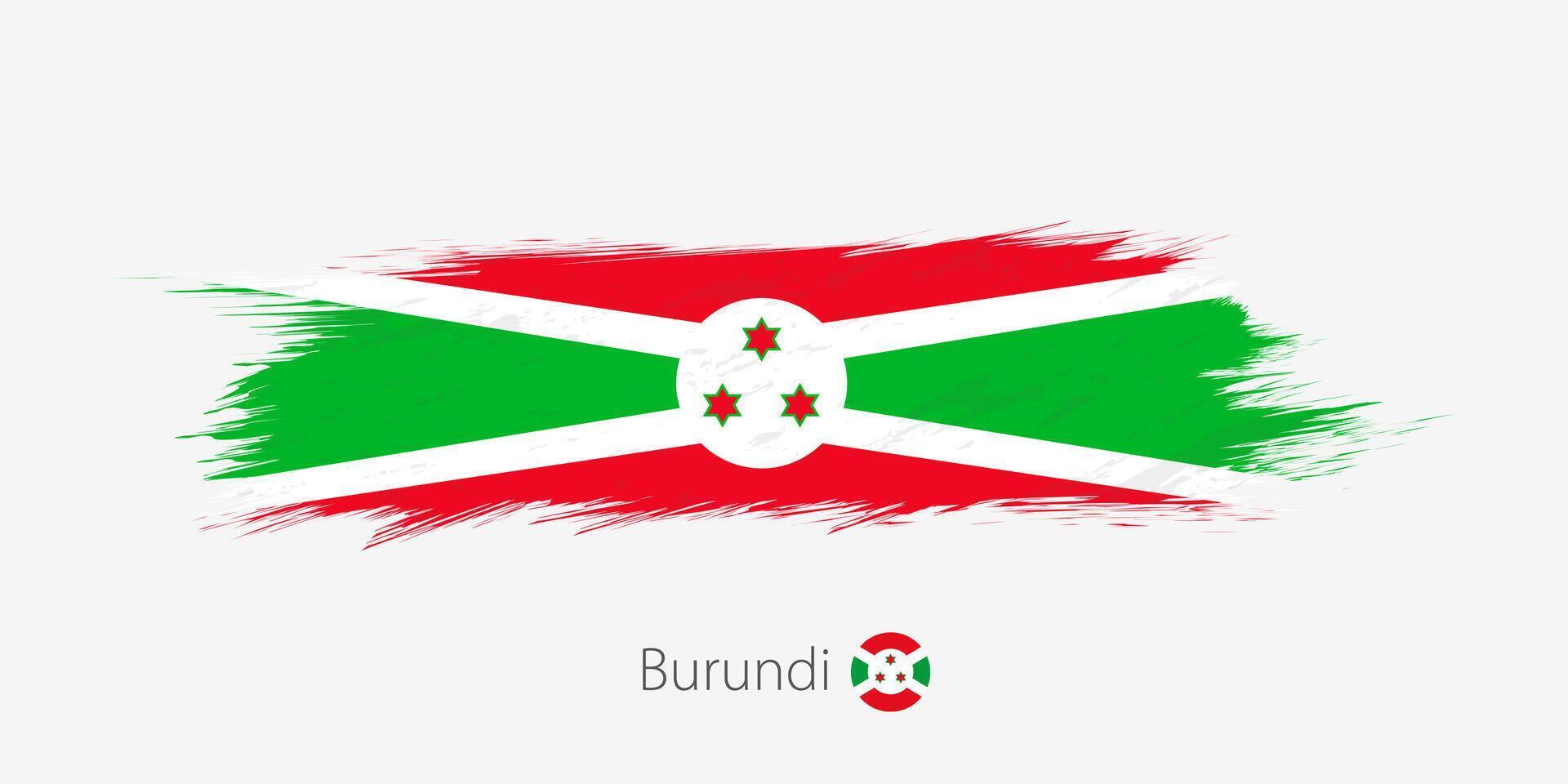 bandera de burundi, grunge resumen cepillo carrera en gris antecedentes. vector