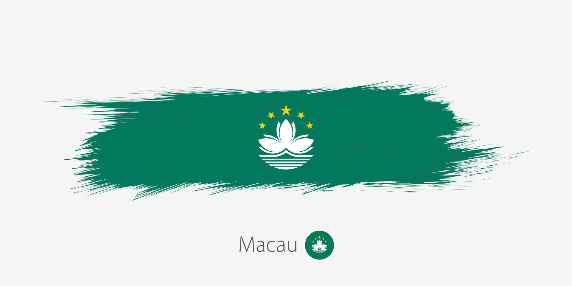 Flag of Macau, grunge abstract brush stroke on gray background. vector
