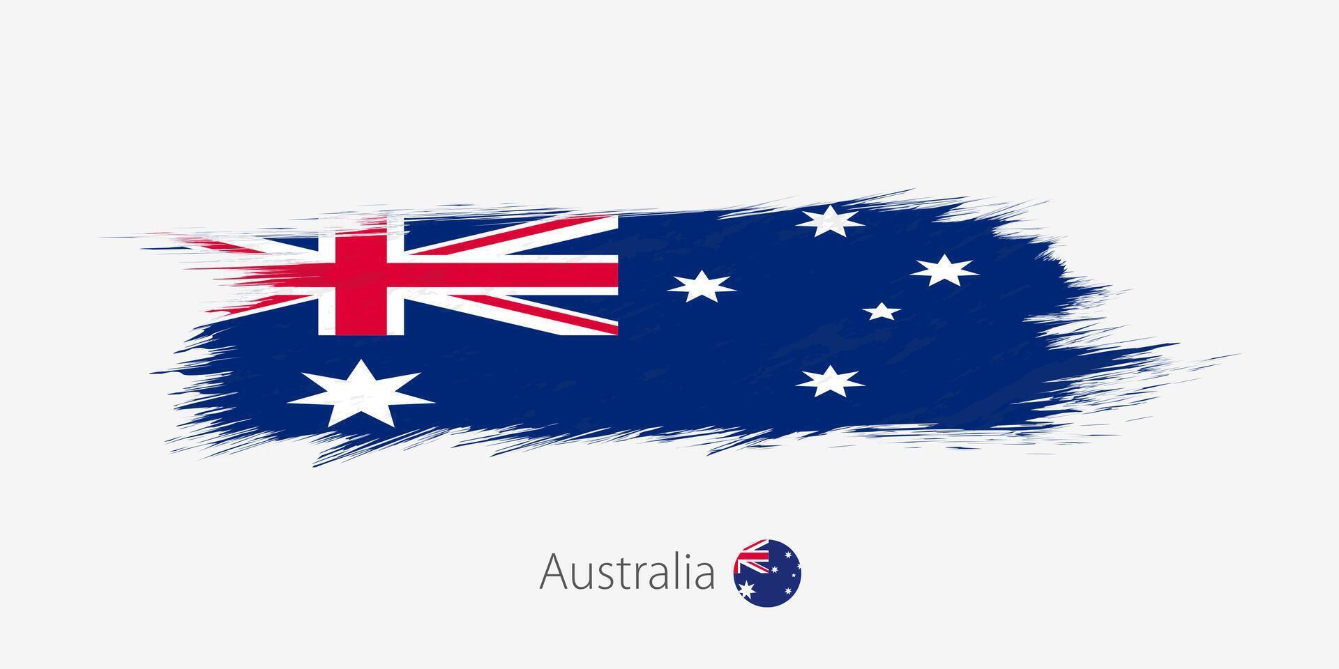 Flag of Australia, grunge abstract brush stroke on gray background. vector