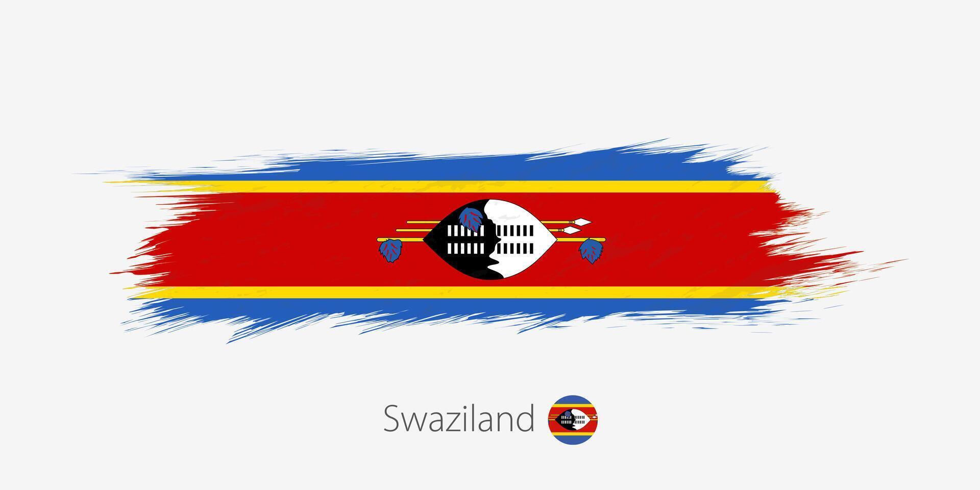Flag of Swaziland, grunge abstract brush stroke on gray background. vector