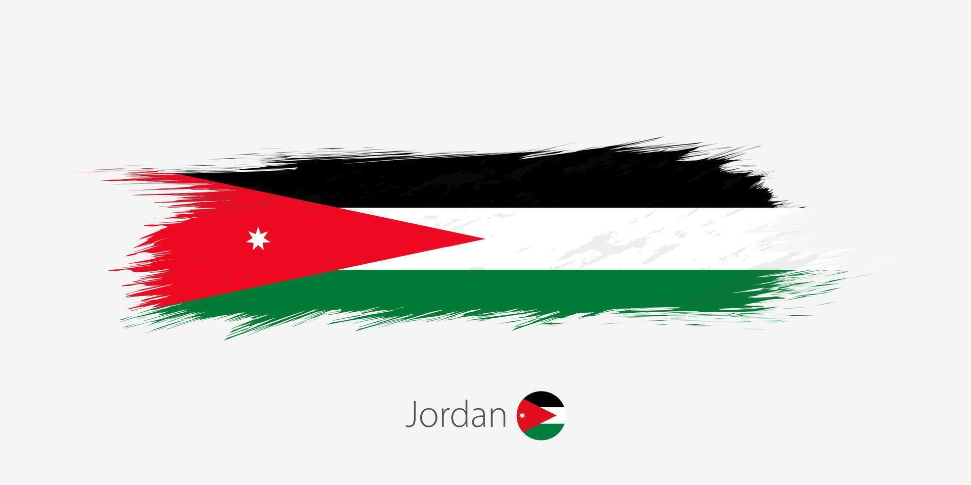 Flag of Jordan, grunge abstract brush stroke on gray background. vector