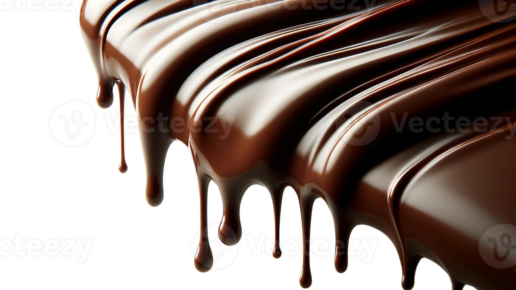 AI generated Chocolate Dripping Meltdown and Splash with Droplets. PNG Transparent Background