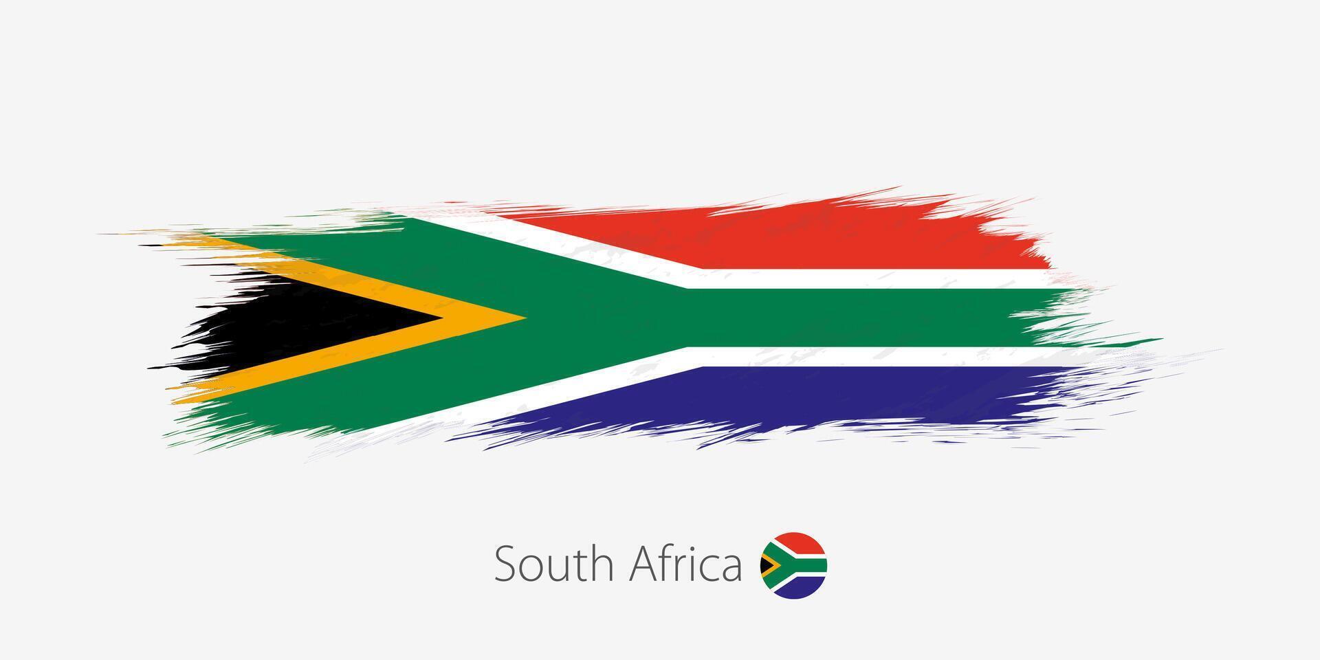 Flag of South Africa, grunge abstract brush stroke on gray background. vector