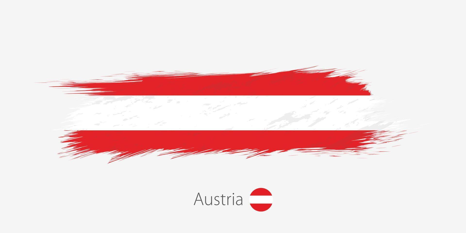 Flag of Austria, grunge abstract brush stroke on gray background. vector