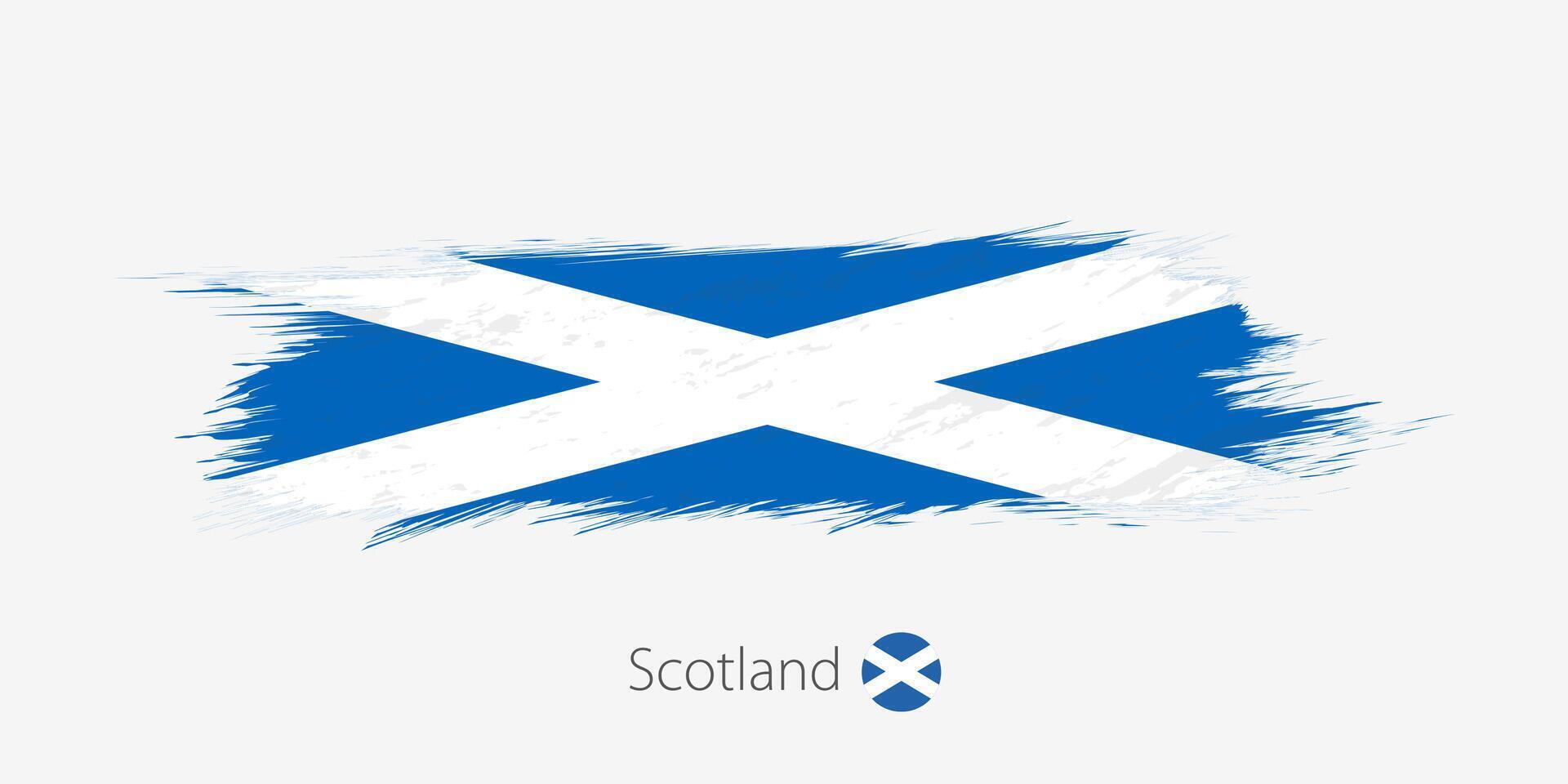 Flag of Scotland, grunge abstract brush stroke on gray background. vector