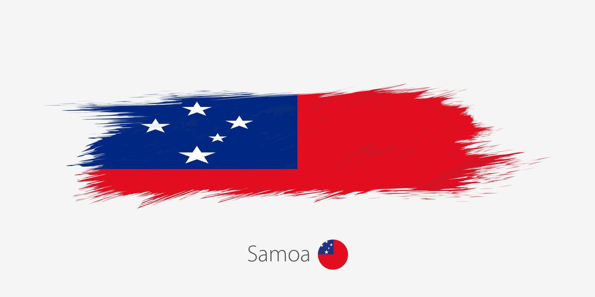 Flag of Samoa, grunge abstract brush stroke on gray background. vector