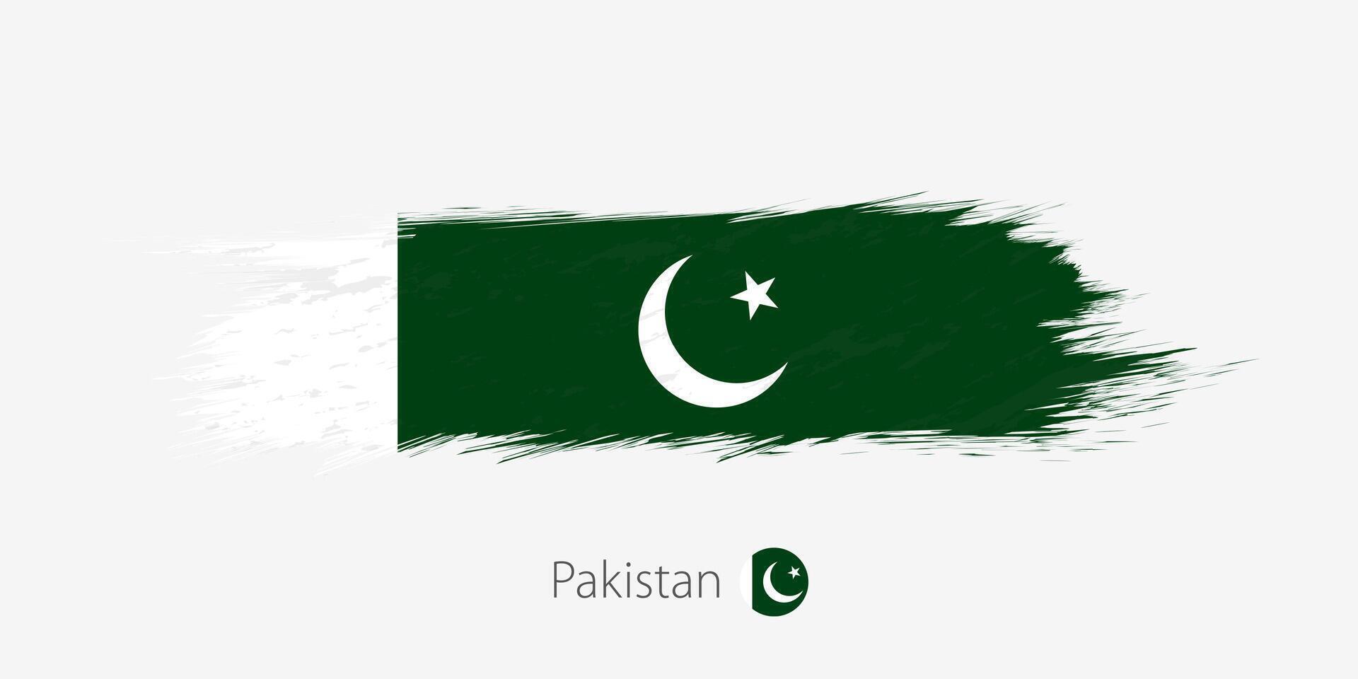 Flag of Pakistan, grunge abstract brush stroke on gray background. vector