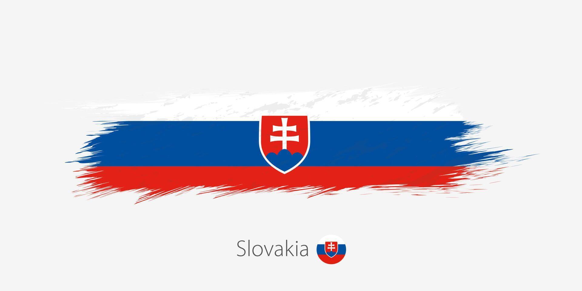 Flag of Slovakia, grunge abstract brush stroke on gray background. vector