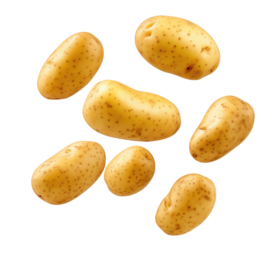 ai generado que cae patatas aislado en transparente antecedentes png