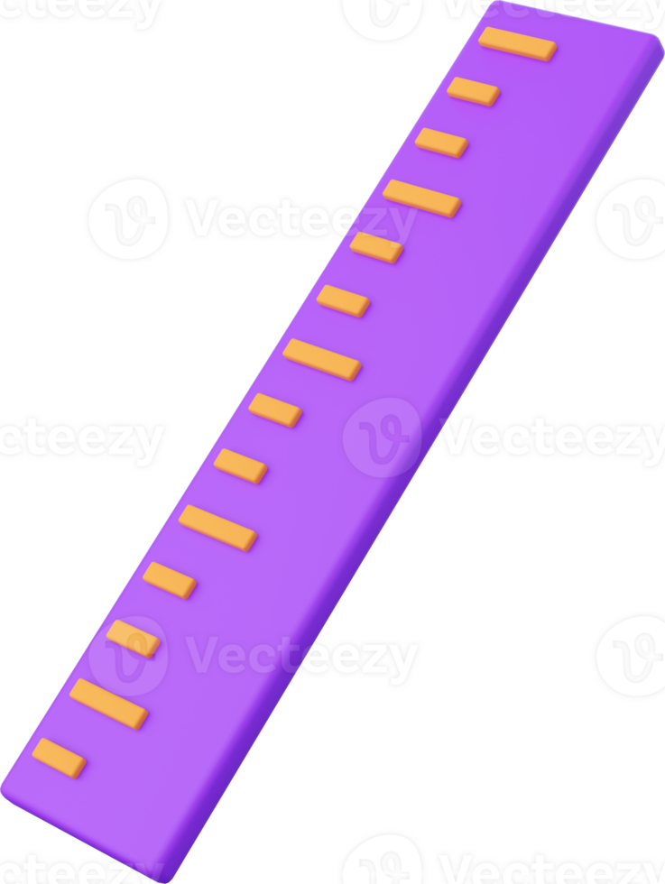 Ruler, 3d illustration elements of school supplies png