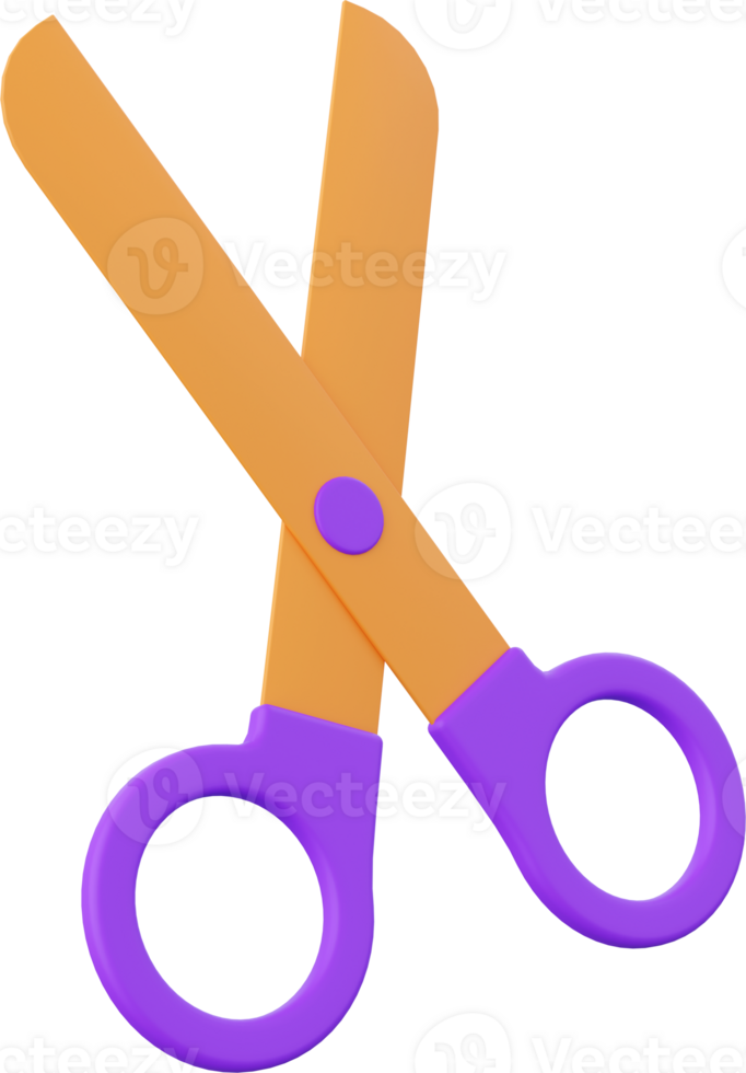 schaar, 3d illustratie elementen van school- benodigdheden png