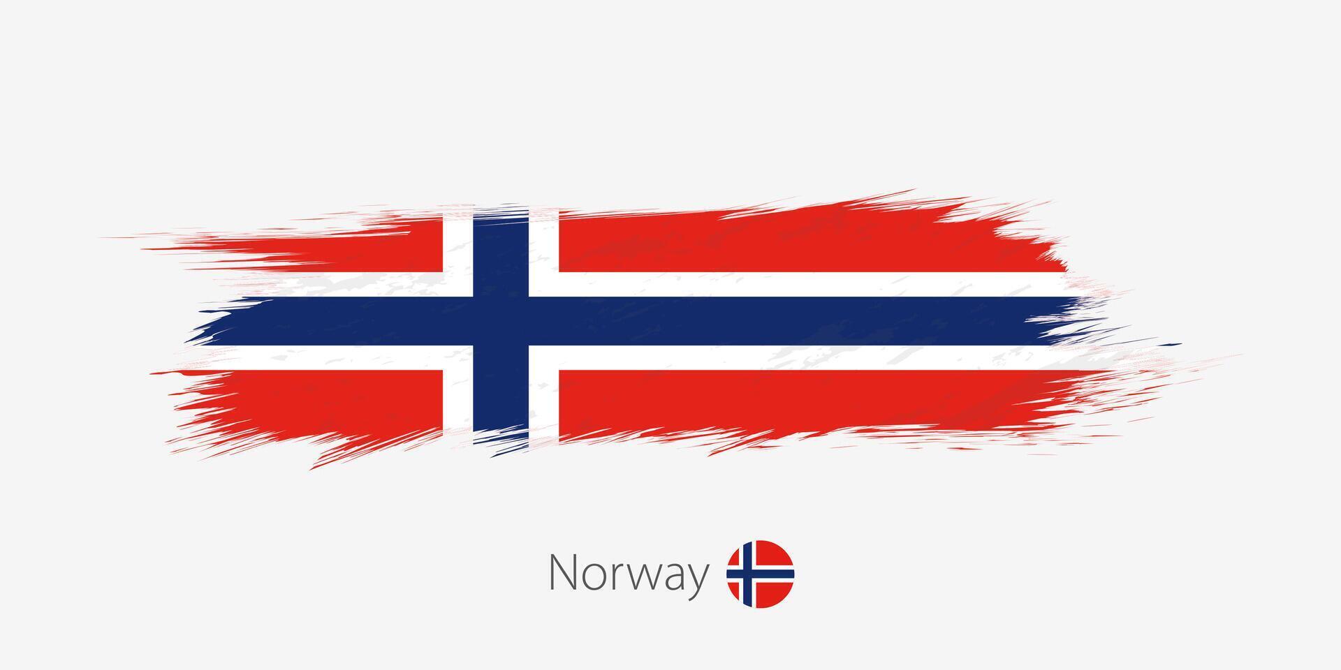 Flag of Norway, grunge abstract brush stroke on gray background. vector