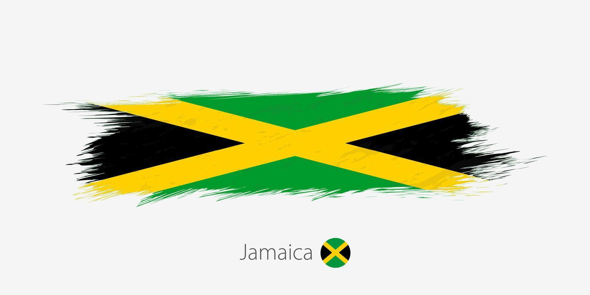 Flag of Jamaica, grunge abstract brush stroke on gray background. vector