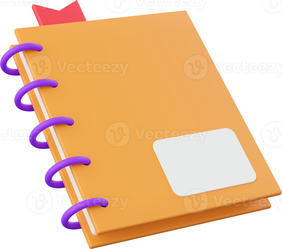 Notebook, 3d illustration elements of school supplies png