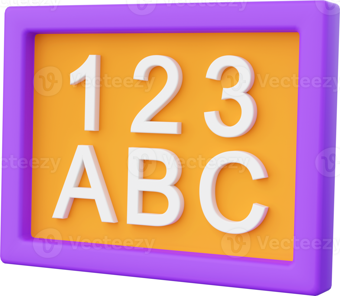 Blackboard, 3d illustration elements of school supplies png