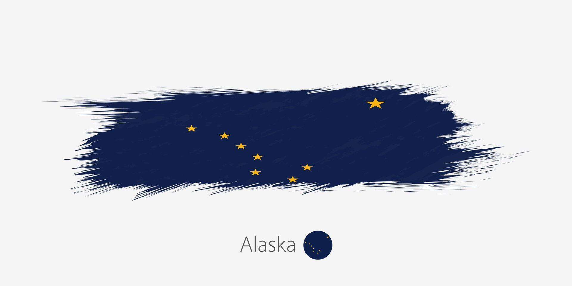 bandera de Alaska nosotros estado, grunge resumen cepillo carrera en gris antecedentes. vector