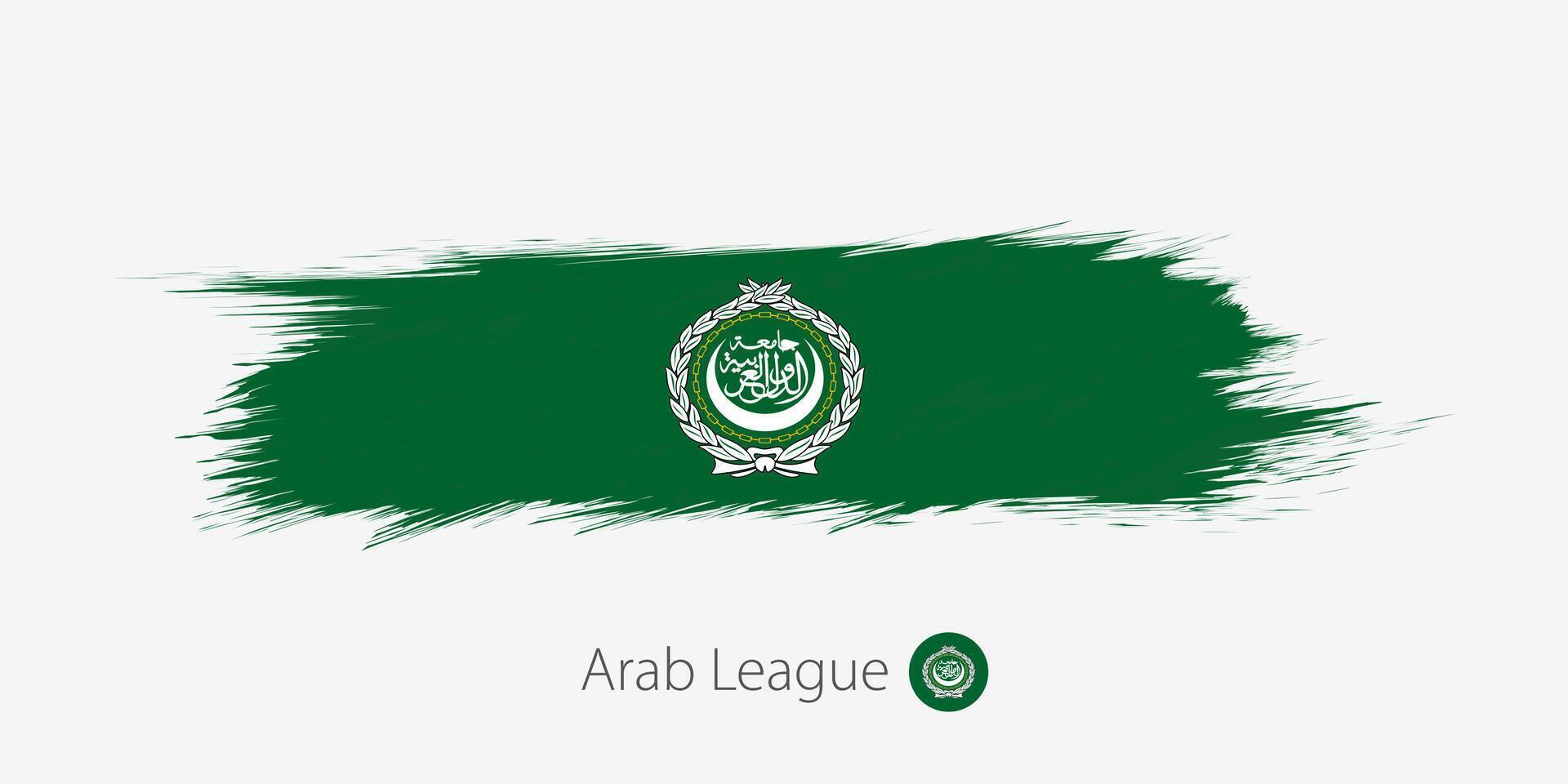 Flag of Arab League, grunge abstract brush stroke on gray background. vector