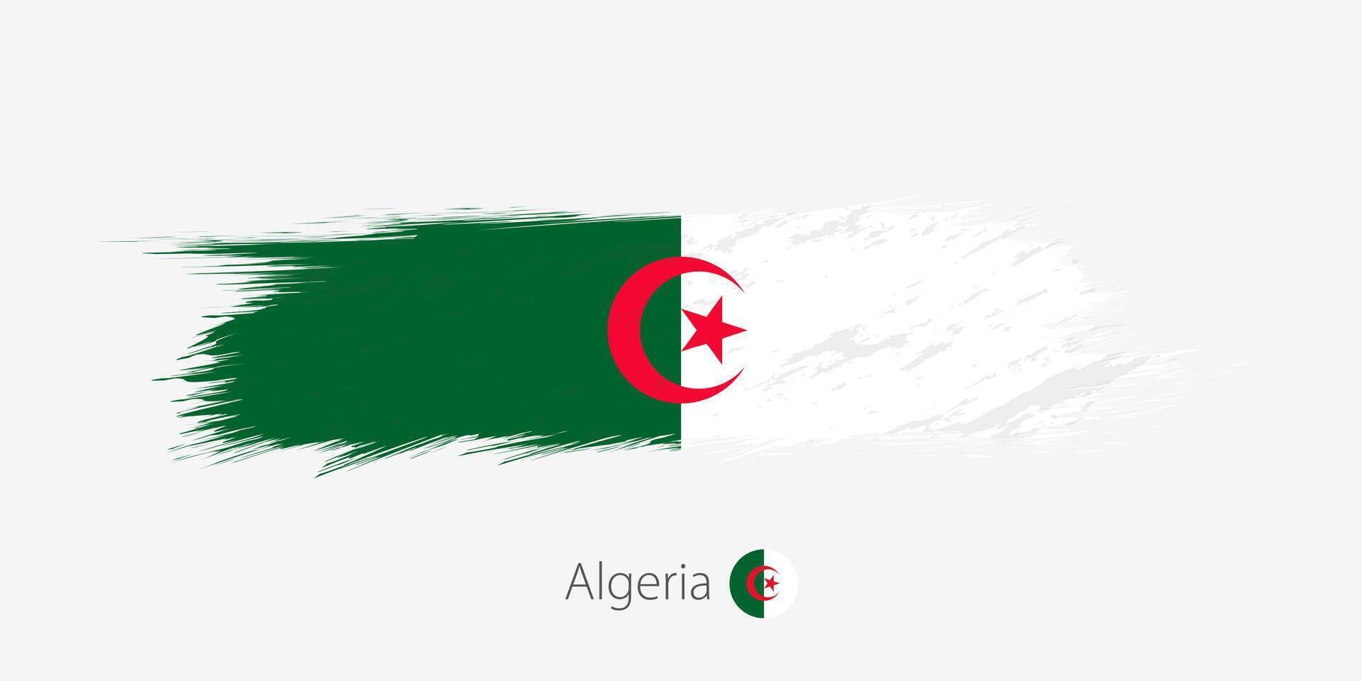 bandera de Argelia, grunge resumen cepillo carrera en gris antecedentes. vector