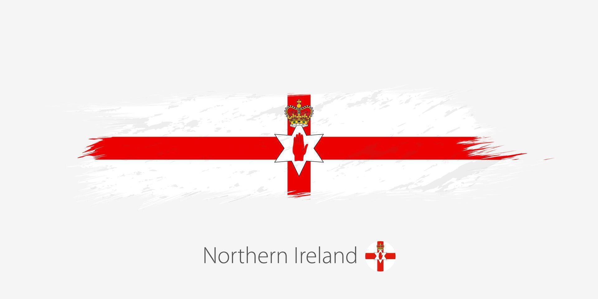 bandera de del Norte Irlanda, grunge resumen cepillo carrera en gris antecedentes. vector
