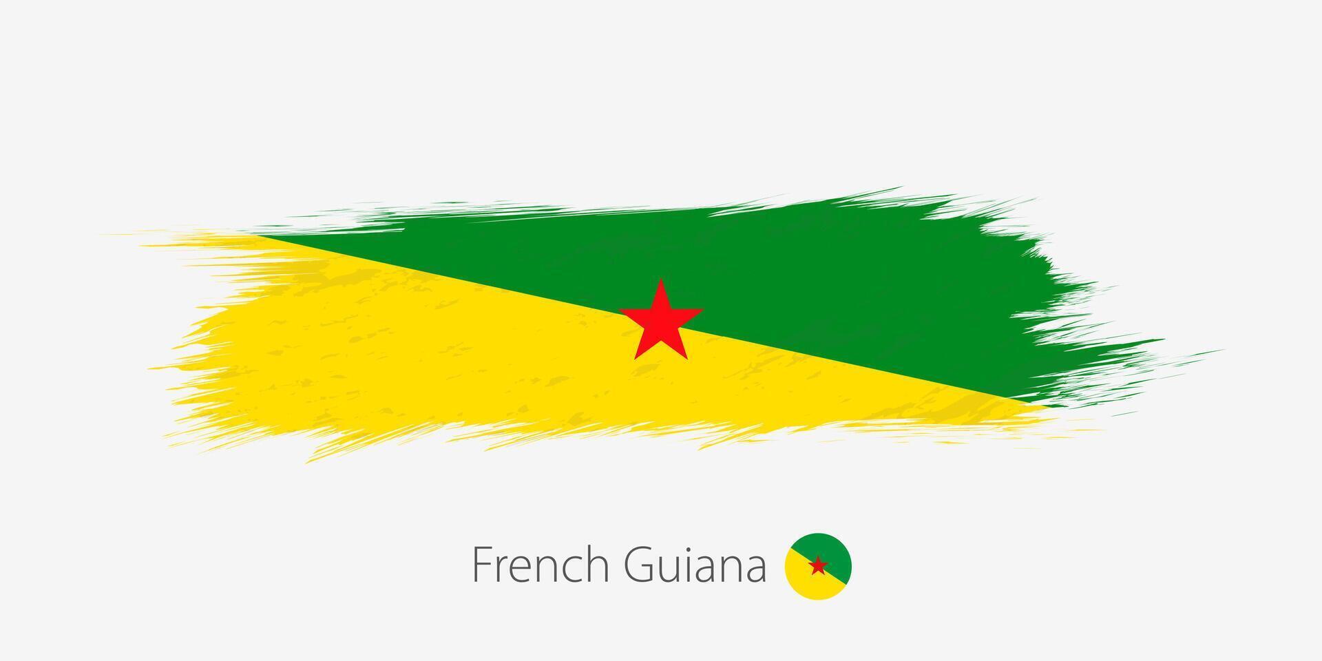 bandera de francés Guayana, grunge resumen cepillo carrera en gris antecedentes. vector