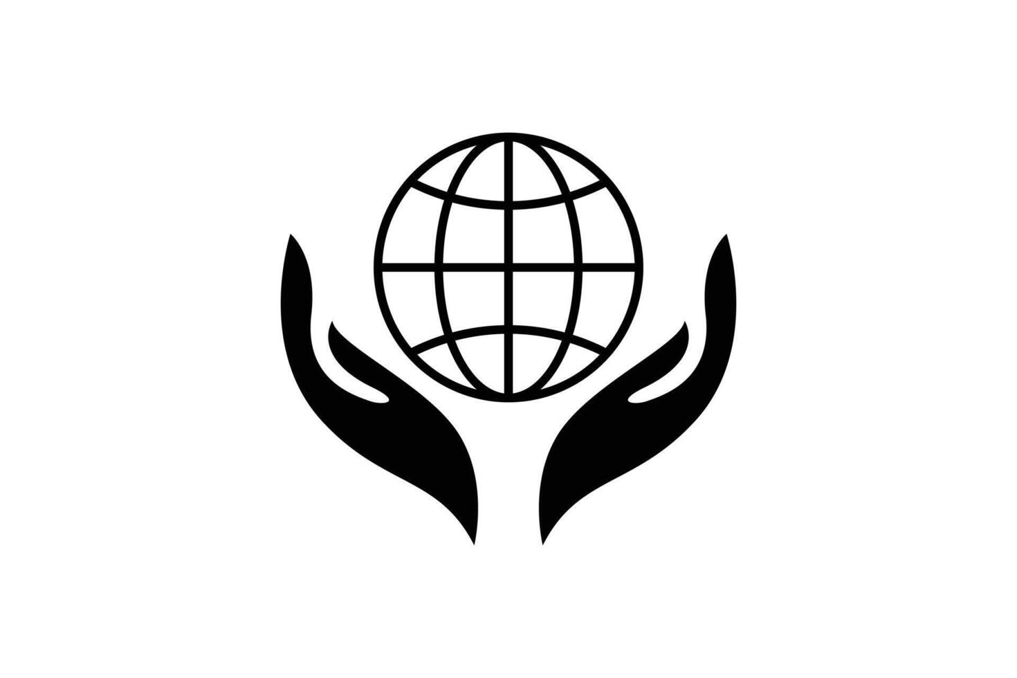 Globe and Hand Logo Design Template vector