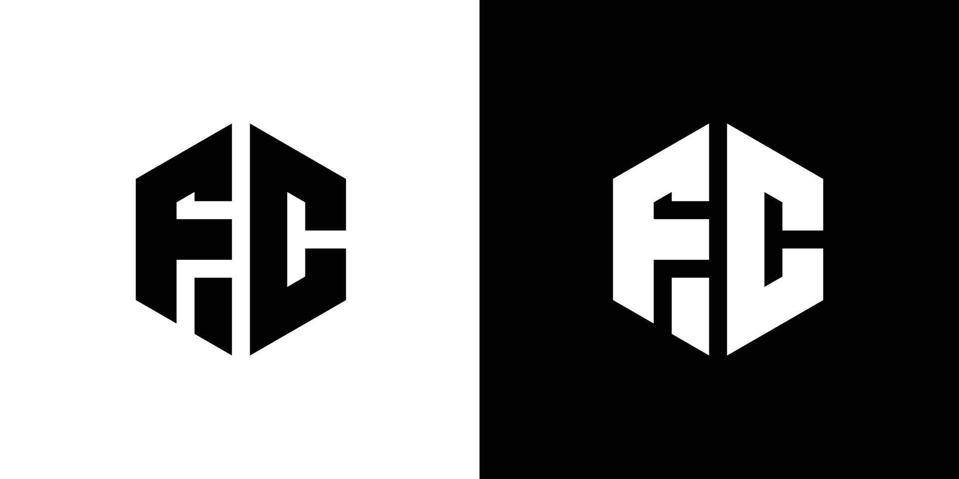 Letter FC Polygon Minimal Logo Design vector