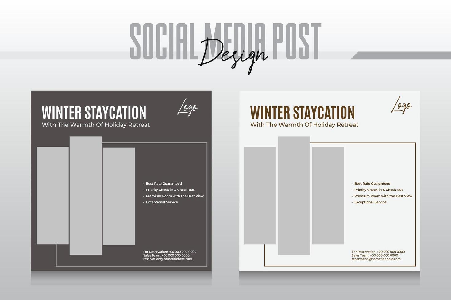 hotel resort and travel flyer or post social media template vector