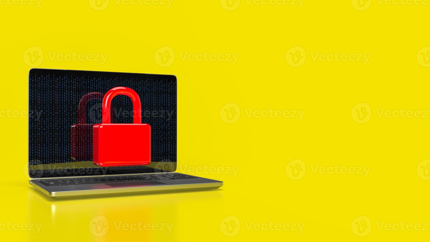 The laptop and red master key for it security concept 3d rendering. photo