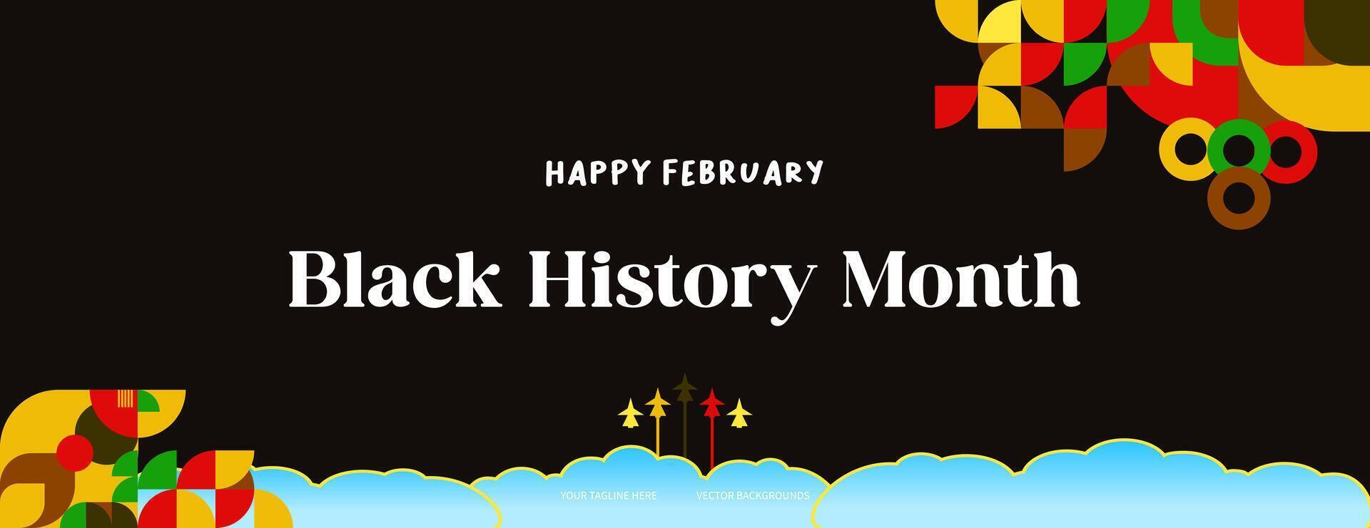 Celebrate Black History Month in modern geometric style. Greeting banner with typography. Illustration for Black History Month 2024 vector