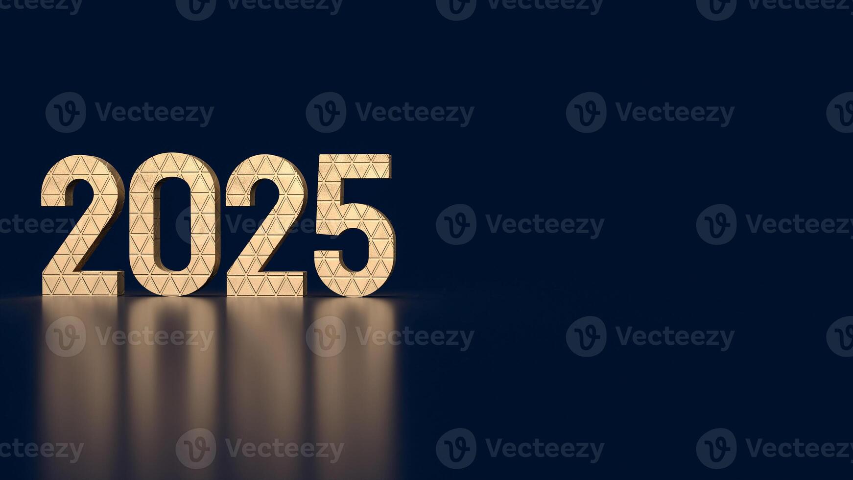 The gold number 2025 for new year or celebration concept 3d rendering. photo
