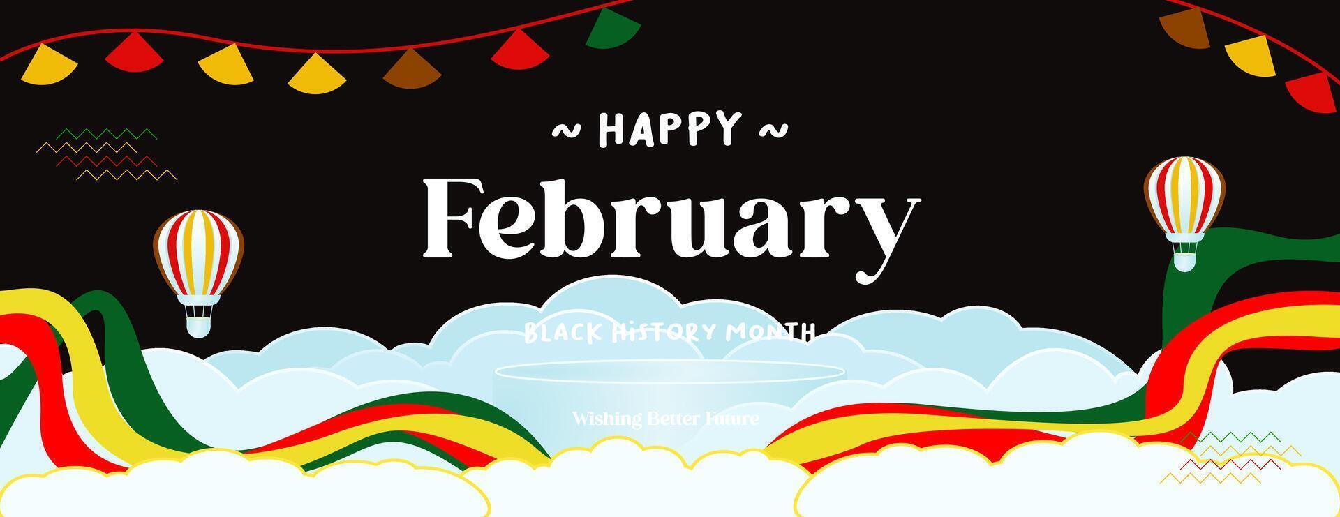Celebrate Black History Month in modern geometric style. Greeting banner with typography. Illustration for Black History Month 2024 vector