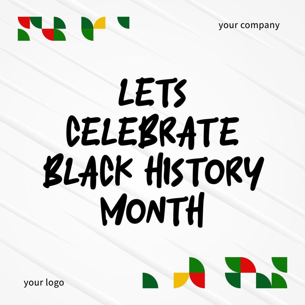 Celebrating Black History Month in modern geometric style. Square banners for social media and more with typography. Illustration for Black History Month 2024 vector