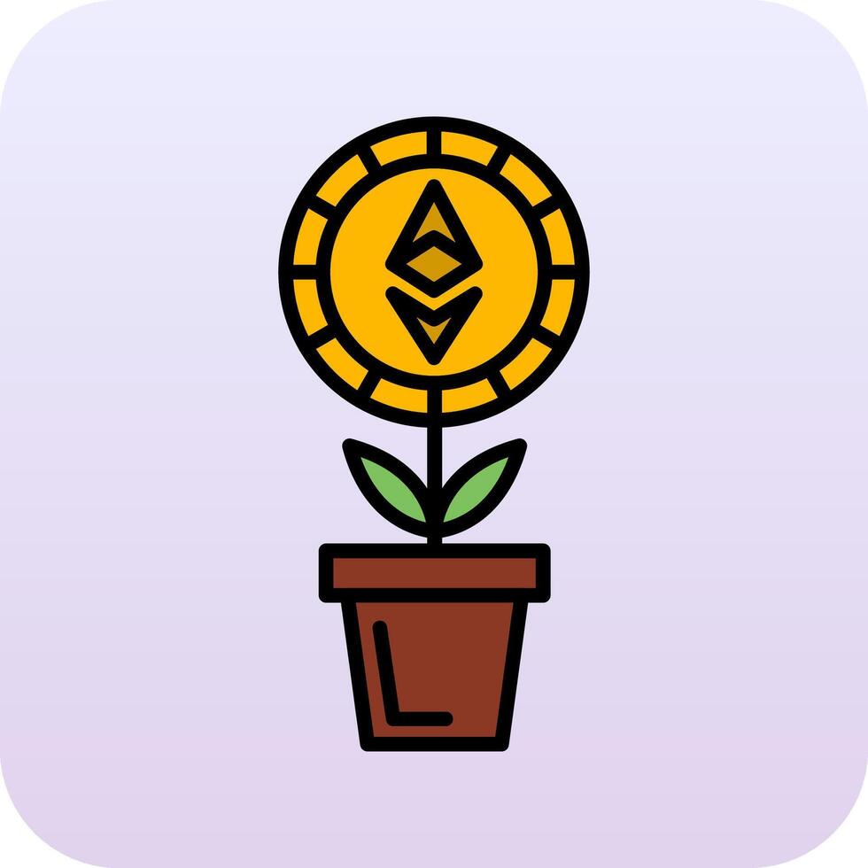 Ethereum Plant Pot Vector Icon