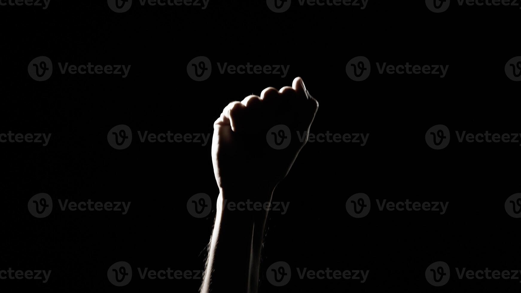 Hand Close Fist In The Air For Black History Month Celebration photo