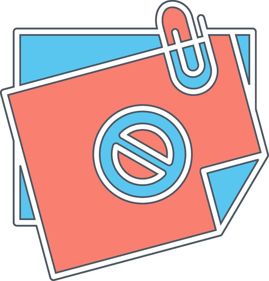 Sticky Notes Ban Vector Icon