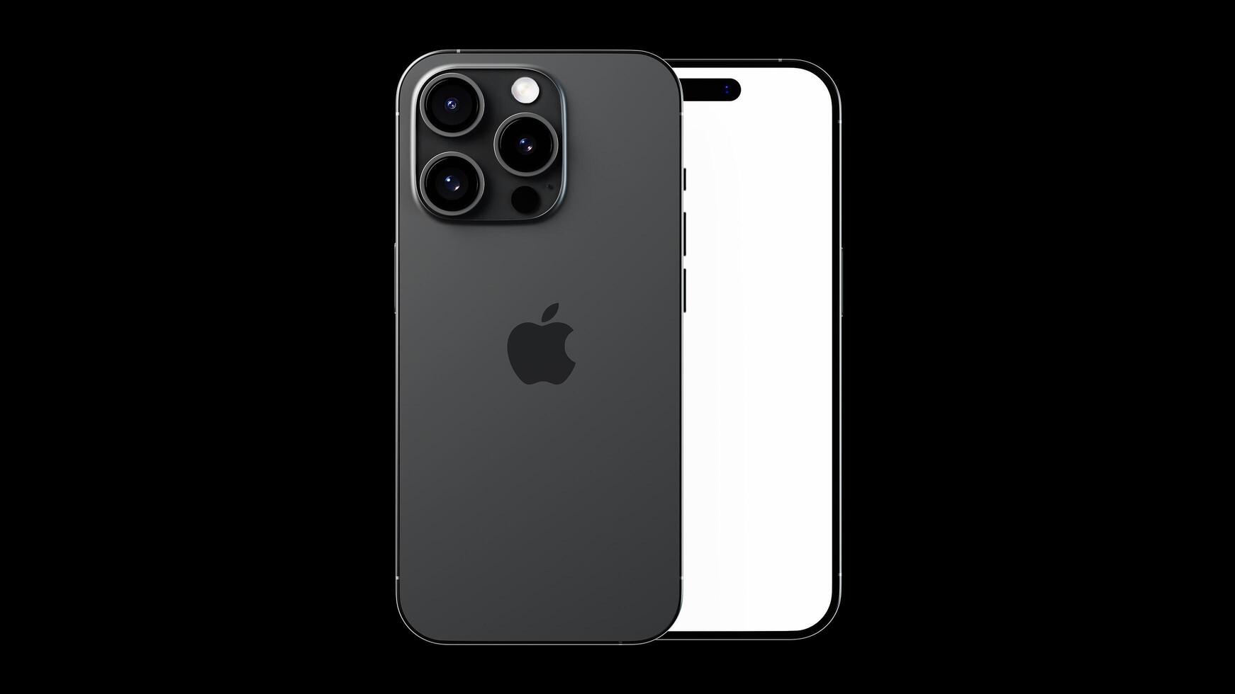 Jepara, Indonesia, 2024 - Black titanium iPhone 15 pro mockup scene with blank screen photo