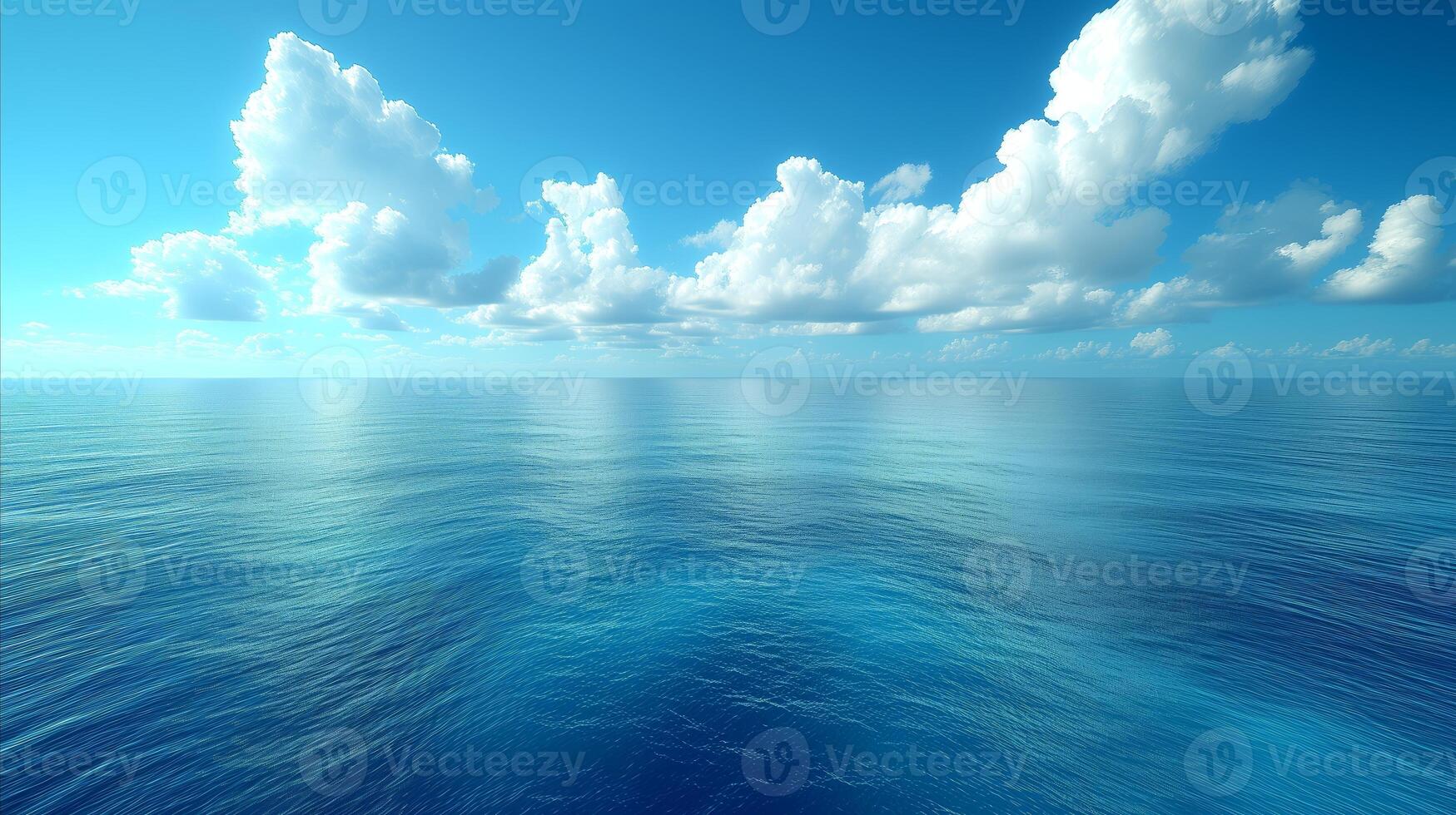 AI generated Vast Water Expanse Surrounded by Clouds photo