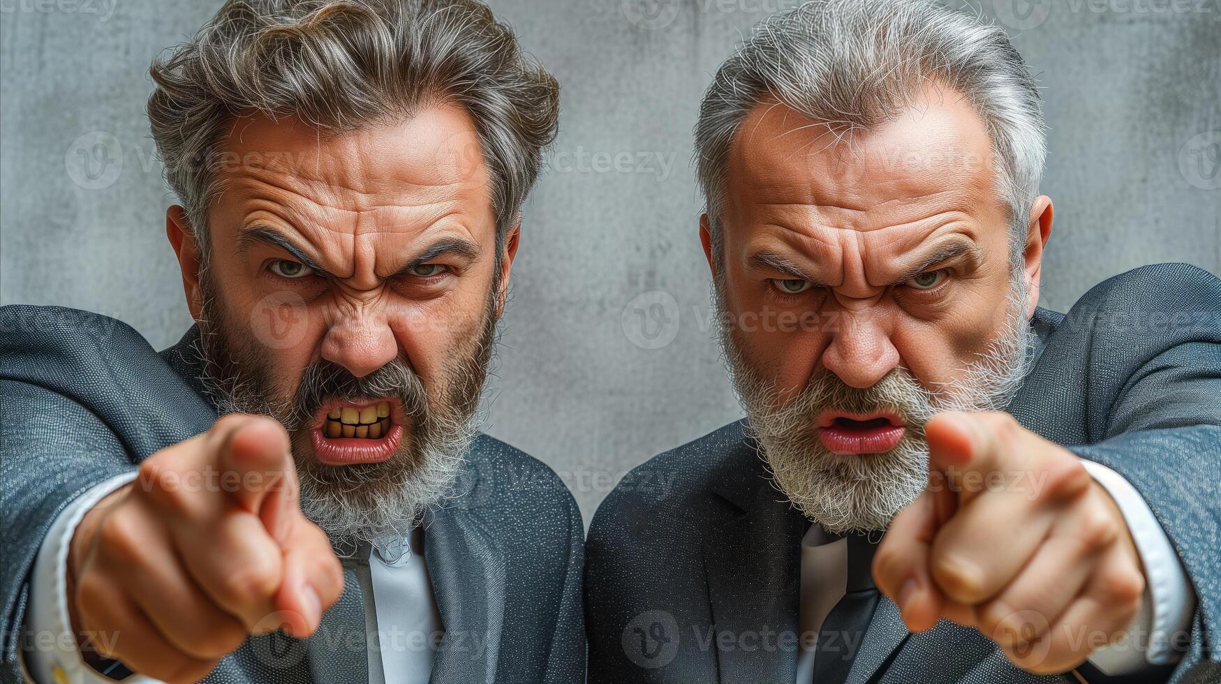 AI generated Two Men in Suits Pointing Fingers at Camera photo