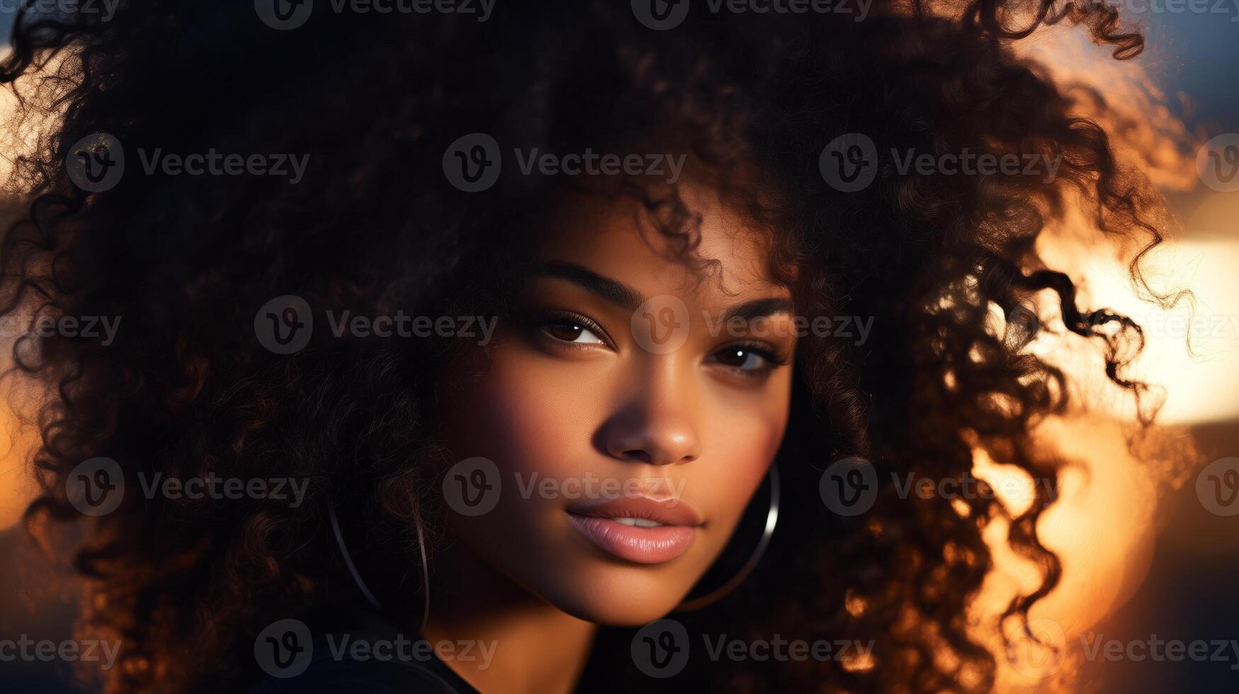 AI generated Close-up Portrait of Person With Curly Hair photo
