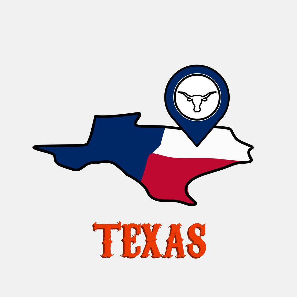 vector de Texas con ubicación alfiler, Longhorn símbolo, Perfecto para impresión etc