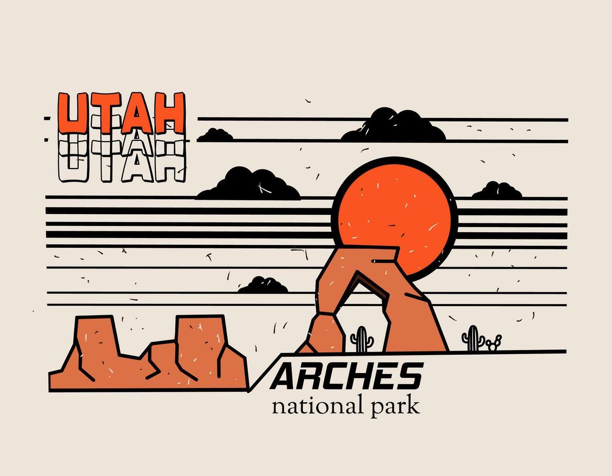 vector de arcos nacional parque paisaje en Utah estado Perfecto para imprimir, etc