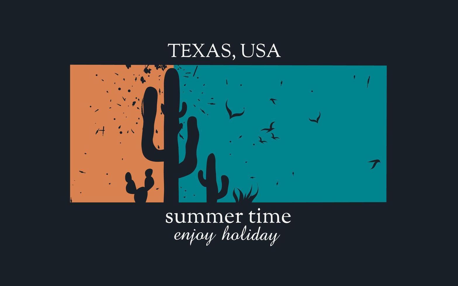 texas desert with cactus in retro style vector